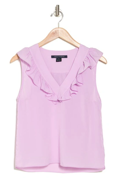 French Connection Ruffle V-neck Crepe Top In Orchid Bouquet