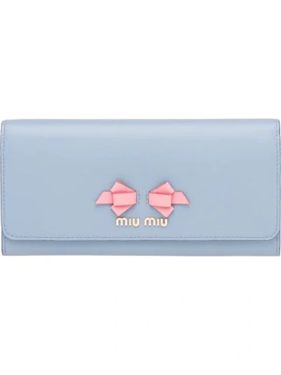 Miu Miu Bow Continental Wallet Blue ModeSens