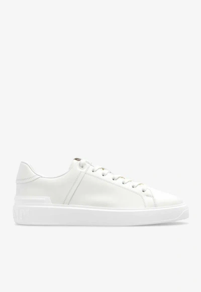 Balmain B-court Low-top Leather Sneakers In White
