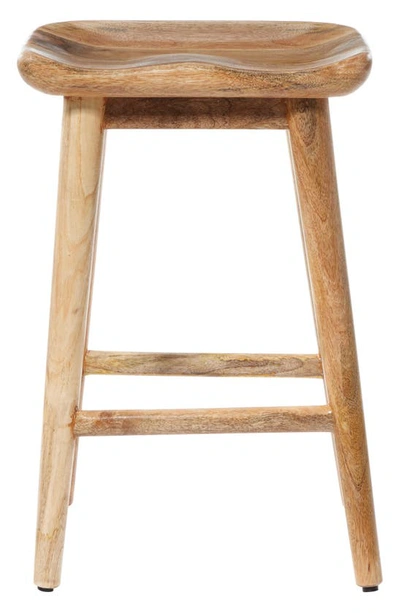 Ginger Birch Studio Brown Wood Counter Stool With Footrest