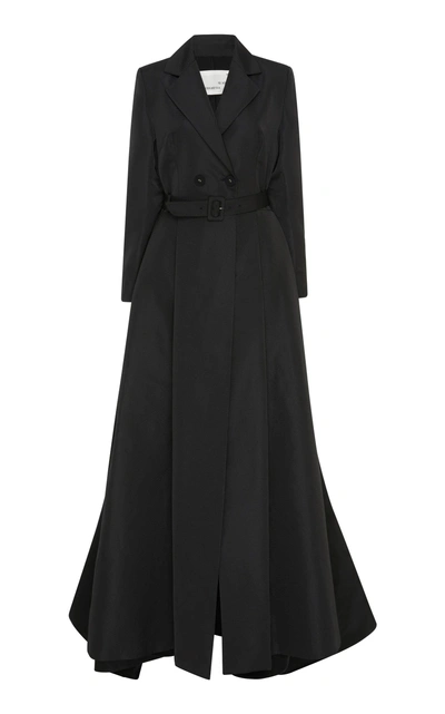 Bouguessa Belted Taffeta Coat Gown In Black