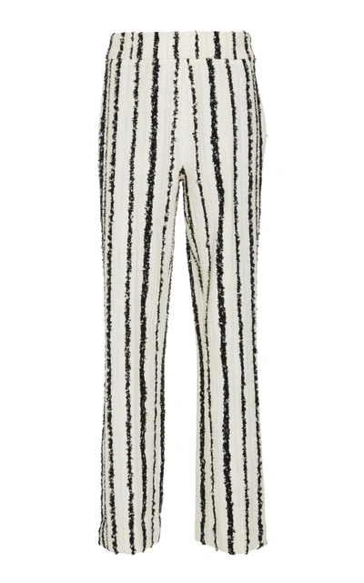 Bouguessa Striped Tweed Pants In Black/white
