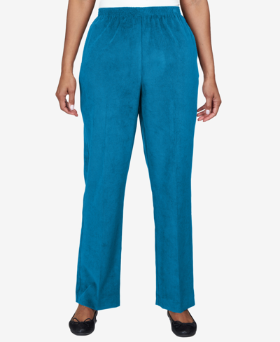 Alfred Dunner Women's Classics Stretch Waist Corduroy Average Length Pants In Teal