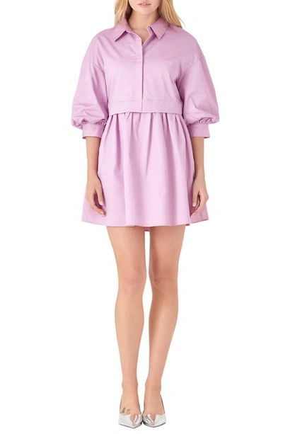 English Factory Women's Puff Sleeve Shirt Dress In Lilac