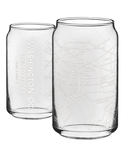 Narbo The Can Washington Dc Map 16 oz Everyday Glassware, Set Of 2 In White