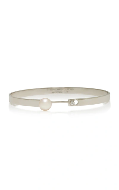 Nouvel Heritage Lunch With Mom 18k White Gold Diamond And Pearl Bangle