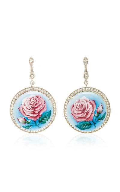 Axenoff Jewellery La Vie En Rose Silver Drop Earrings In Floral