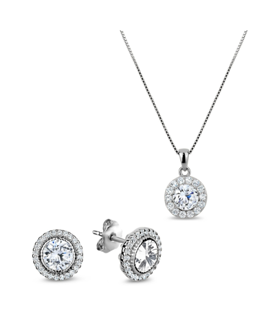 Club Rochelier 5a Cubic Zirconia Round Pendant Necklace And Earrings Set In Grey