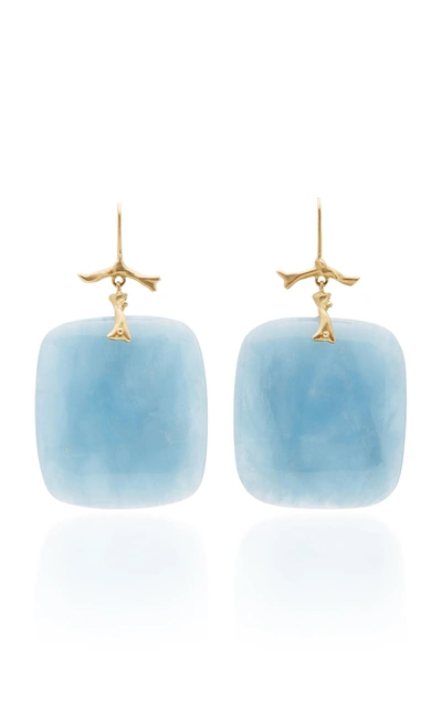 Annette Ferdinandsen M'o Exclusive: One-of-a-kind Aquamarine Branch Earrings In Blue
