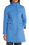 Sam Edelman Longline Wool Blend Coat In Lake Blue