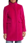 Sam Edelman Longline Wool Blend Coat In Magenta