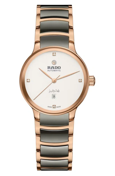 Rado Centrix Automatic Diamond Ceramic Bracelet Watch, 30.5m In White/ Black