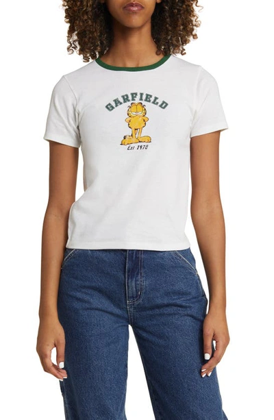 Golden Hour Garfield College Arch Cotton Graphic T-shirt In Eden-washed Marshmallow