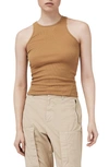 Rag & Bone The Essential Rib Organic Pima Cotton Blend Tank In Tobacco