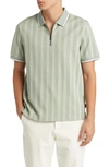 Ted Baker Icken Regular Fit Cable Stripe Jacquard Zip Polo In Pale Green