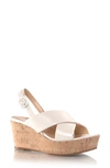Marion Parke Maren Slingback Platform Wedge Sandal In Light Cream