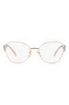 Prada 54mm Round Optical Glasses In Pink Gold