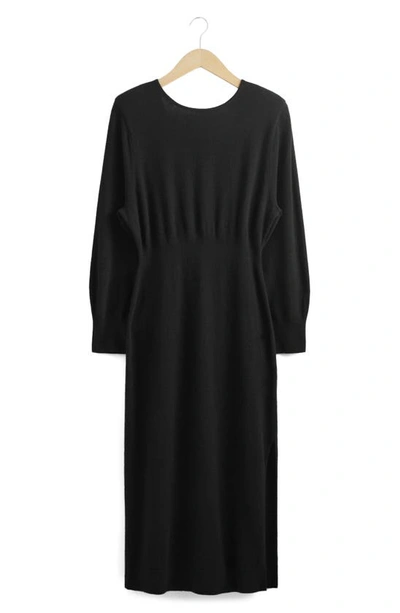 & Other Stories Long Sleeve Wool Dress In Black