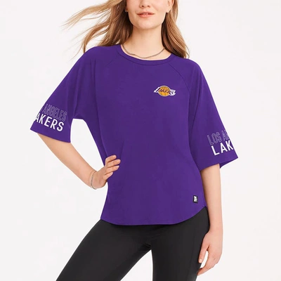 Dkny Sport Purple Los Angeles Lakers Diana Raglan Tri-blend Oversized T-shirt