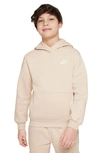 Nike Kids' Club Fleece Hoodie In Sanddrift/ White