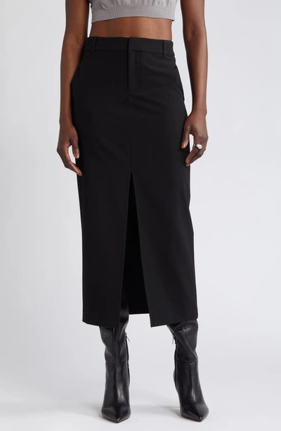 Open Edit Suited Midi Column Skirt In Black