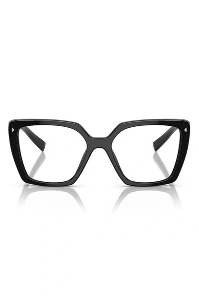 Prada 51mm Square Optical Glasses In Black