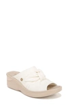 Bzees Smile Ii Wedge Slide Sandal In White Fabric