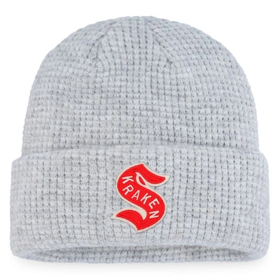 Fanatics Branded Seattle Kraken Heather Gray 2024 Nhl Winter Classic Fisherman Cuffed Knit Hat