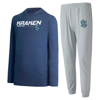 Concepts Sport Gray/deep Sea Blue Seattle Kraken Meter Pullover Hoodie & Jogger Pants Set