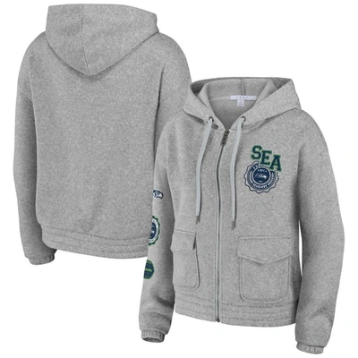 Wear By Erin Andrews Heather Gray Seattle Seahawks Full-zip Hoodie