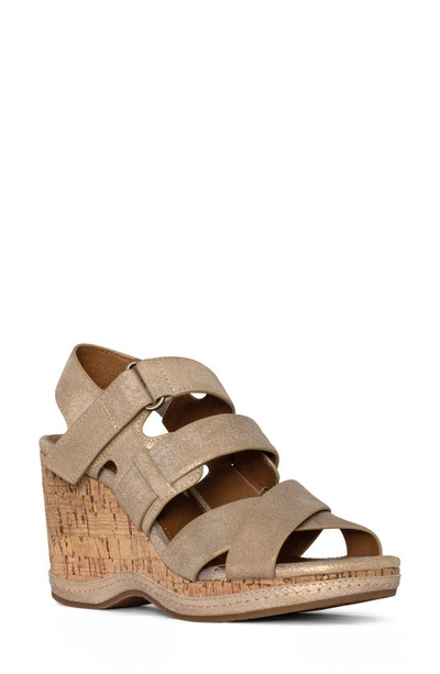 Donald Pliner Slingback Platform Wedge Sandal In Light Bronze