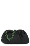 Mansur Gavriel Twist Cloud Raffia Top Handle Bag In Black