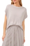 Vince Camuto Short Sleeve Crewneck Sweater In Silver Mist