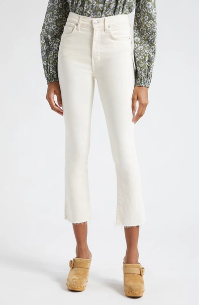 Veronica Beard Carly High Waist Raw Hem Kick Flare Jeans In Ecru