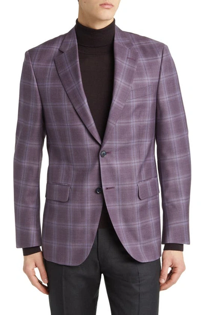 Peter Millar Tailored Fit Plaid Wool Sport Coat In Purple