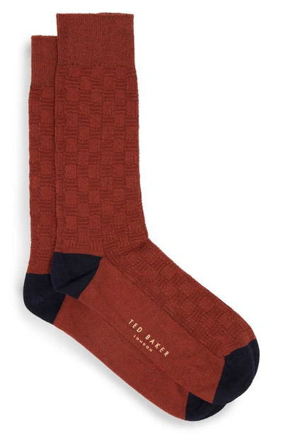 Ted Baker Snowin Textured Dress Socks In Orange