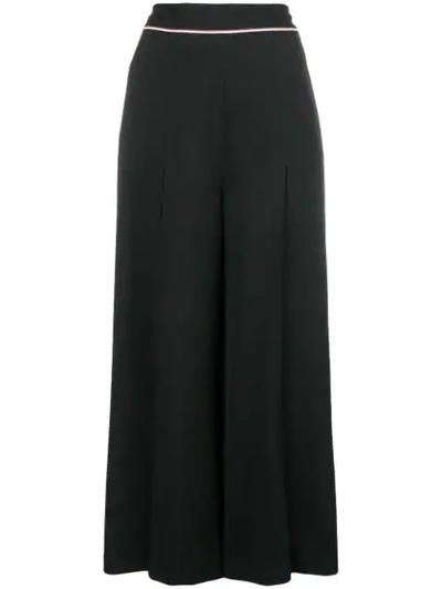 Stella Mccartney Piped Wide Leg Trousers In 1000 Black