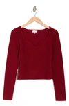 Nsr Long Sleeve Knit Top In Burgundy