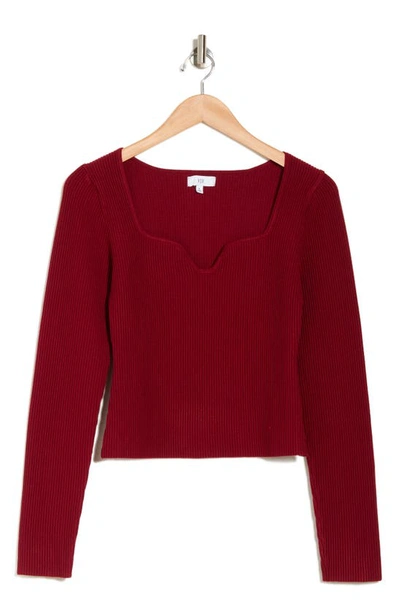 Nsr Long Sleeve Knit Top In Burgundy