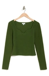 Nsr Long Sleeve Knit Top In Olive Green