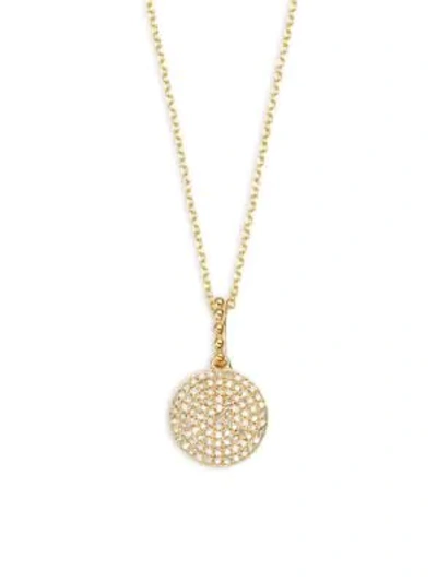 Kc Designs Disc Pave Diamond And 14k Yellow Gold Pendant Necklace