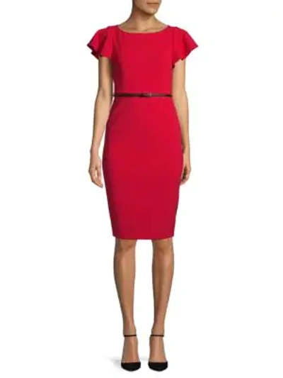 Calvin Klein Ruffled Bodycon Dress In Red