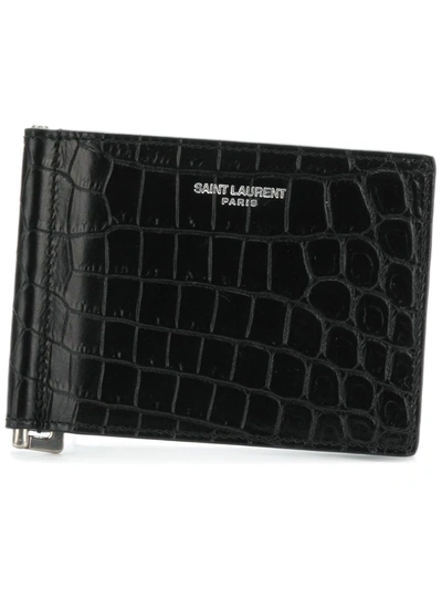 Saint Laurent Logo Cardholder Wallet In Black