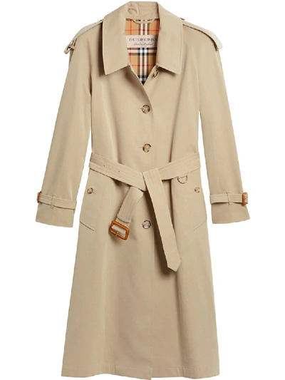 Burberry Side-slit Tropical Gabardine Trench Coat In Oatmeal | ModeSens