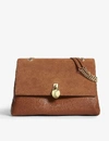 Ted Baker Hermiaa Suede And Leather Shoulder Bag In Tan