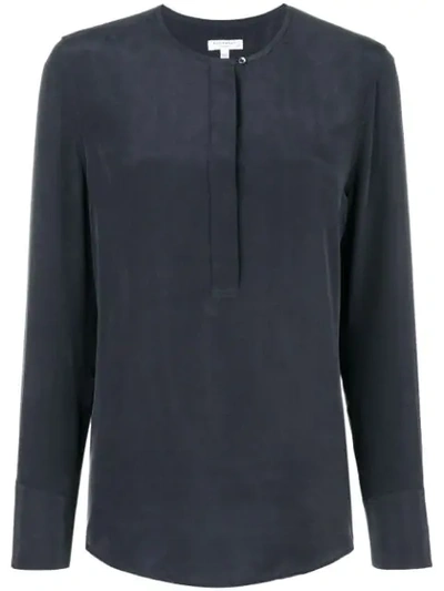 Equipment Margery Long-sleeve Blouse With Contrast Collar In Blue