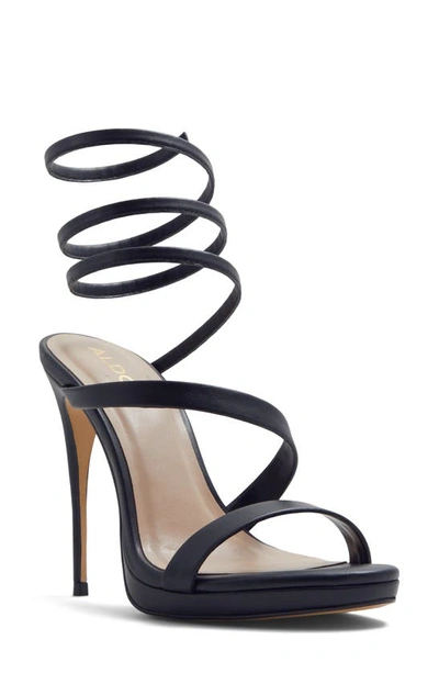 Aldo Katswirl Ankle Wrap Platform Sandal In Black