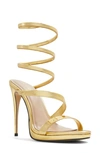 Aldo Katswirl Ankle Wrap Platform Sandal In Metallic Gold