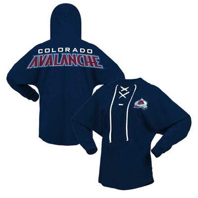 Fanatics Branded Navy Colorado Avalanche Jersey Lace-up V-neck Long Sleeve Hoodie T-shirt