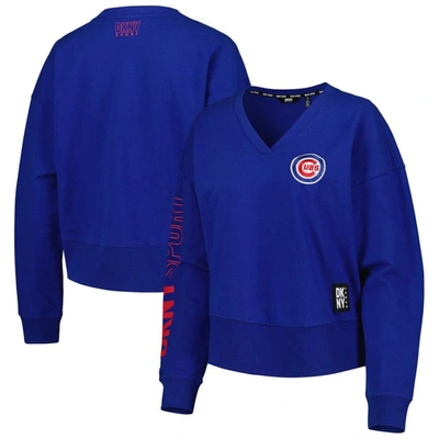 Dkny Sport Royal Chicago Cubs Lily V-neck Pullover Sweatshirt